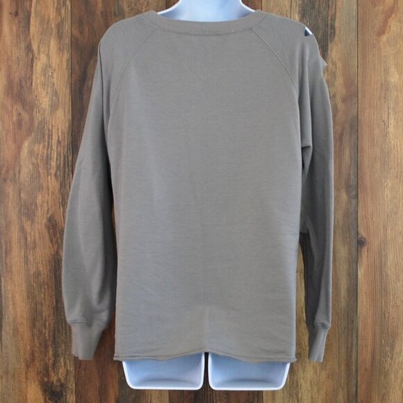 Women's Gray "cut/slit" Sweatshirt Top Blouse Small - Picture 4 of 4